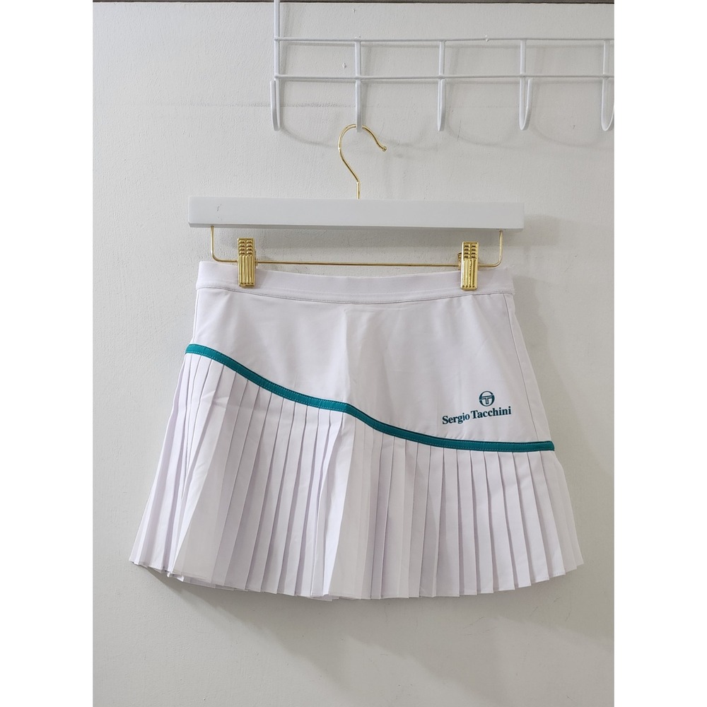 Sergio‎ Tacchini Vigentino Tennis Skort White Teal Pleated Athletic